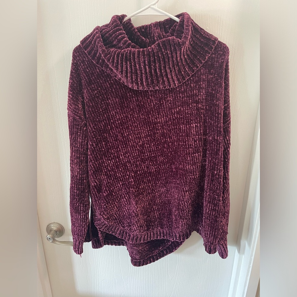Purple Cowl Neck Sweater